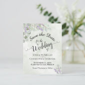 Eucalyptus & Lavendel Sage Bruiloft Save the Date Aankondigingskaart (Staand voorkant)