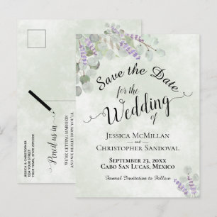 Eucalyptus & Lavendel Salie Trouw Save the Date Aankondigingskaart