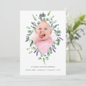 Eucalyptus Lavender Birth Announding Foto Card Aankondiging (Staand voorkant)