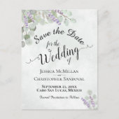Eucalyptus & Lavender Boho Wedding Save the Date Aankondigingskaart (Voorkant)