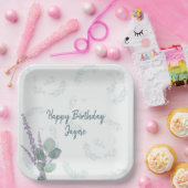 Eucalyptus Lavender Botanische Birthday Party Papieren Bordje (Feest)