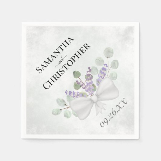Eucalyptus & Lavender Bouquet Rustic Boho Wedding Servet (Voorkant)