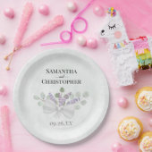 Eucalyptus & Lavender Bouquet Waterverf Weddenscha Papieren Bordje (Feest)