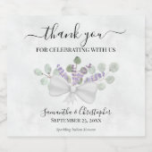 Eucalyptus & Lavender Bouquet Weddenschap Sparkling Wijnetiket (Enkel label)