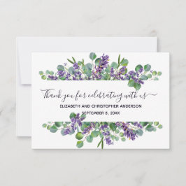 Eucalyptus Lavender Calligraphy Wedding Bedankkaart