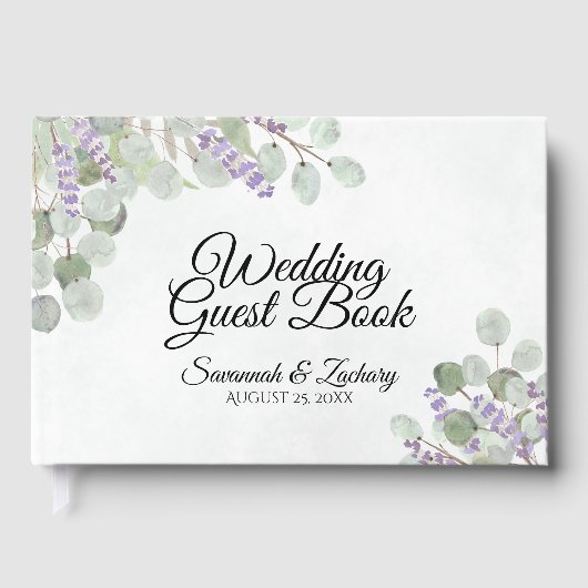 Eucalyptus & Lavender Elegant Boho Chic Wedding Gastenboek (Voorkant)