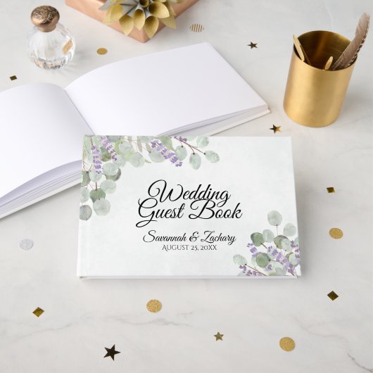 Eucalyptus & Lavender Elegant Boho Chic Wedding Gastenboek (Voorkant open)