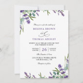 Eucalyptus Lavender Elegant Budget QR Code Wedding Kaart (Voorkant)