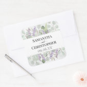 Eucalyptus & Lavender Elegant Waterverf Wedding Vierkante Sticker (Envelop)