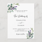 Eucalyptus lavender floral bruiloft briefkaart (Voorkant)