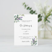 Eucalyptus lavender floral bruiloft briefkaart (Staand voorkant)
