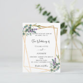 Eucalyptus lavender florale geometrische bruiloft briefkaart (Staand voorkant)