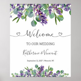 Eucalyptus Lavender Flowers Weddenschap Welkomstte Poster