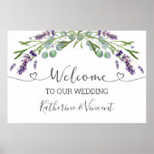 Eucalyptus Lavender Flowers Weddenschap Welkomstte Poster (Voorkant)