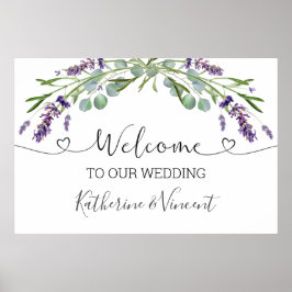 Eucalyptus Lavender Flowers Weddenschap Welkomstte Poster