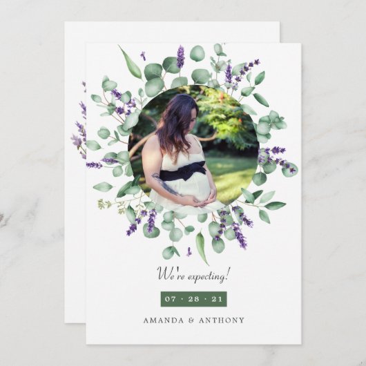 Eucalyptus Lavender Fotoaankondiging Aankondiging (Voorkant / Achterkant)