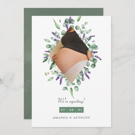 Eucalyptus Lavender Fotoaankondiging Aankondiging (Voorkant / Achterkant)