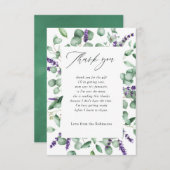 Eucalyptus Lavender Greenery Baby shower Bedankkaart (Voorkant / Achterkant)