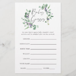 Eucalyptus Lavender Greenery Baby shower Game