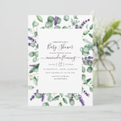 Eucalyptus Lavender Greenery Baby shower Kaart (Staand voorkant)