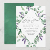 Eucalyptus Lavender Greenery Baby shower Kaart (Voorkant / Achterkant)