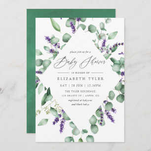 Eucalyptus Lavender Greenery Baby shower Kaart