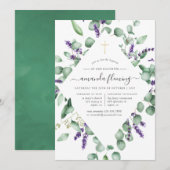 Eucalyptus Lavender Greenery Baptism/Christening Kaart (Voorkant / Achterkant)
