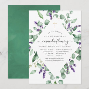 Eucalyptus Lavender Greenery Baptism/Christening Kaart