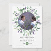 Eucalyptus Lavender Greenery Foto Weddenschap Save The Date (Voorkant)