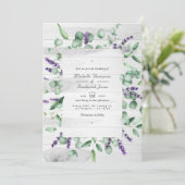 Eucalyptus Lavender Greenery QR Code RSVP Weddensc Kaart (Staand voorkant)