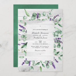 Eucalyptus Lavender Greenery QR Code RSVP Weddensc Kaart