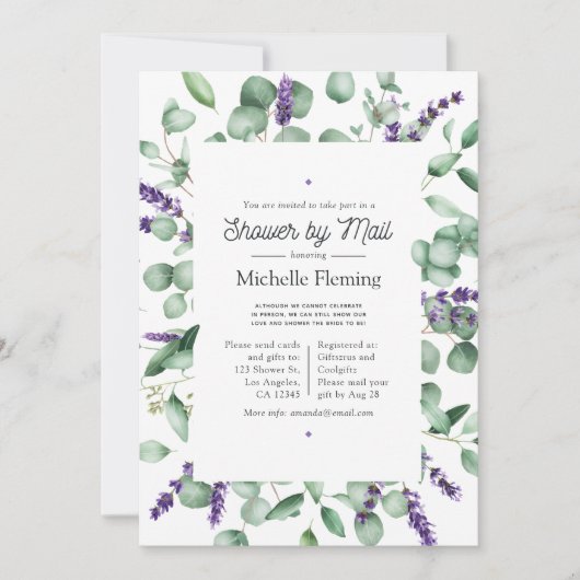 Eucalyptus Lavender Greenery Shower by Mail Kaart (Voorkant)