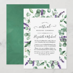 Eucalyptus Lavender Greenery Virtual Wedding Kaart