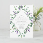 Eucalyptus Lavender Greenery Wedding Kaart (Staand voorkant)