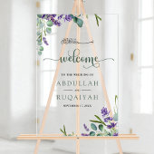 Eucalyptus Lavender Muslim Wedding Welcome Acryl Bord