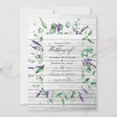 Eucalyptus Lavender Rustic country Barn Weddenscha Kaart (Voorkant)