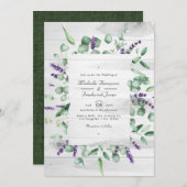 Eucalyptus Lavender Rustic Country QR Code Weddens Kaart (Voorkant / Achterkant)