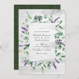 Eucalyptus Lavender Rustic Country QR Code Weddens Kaart