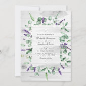 Eucalyptus Lavender Rustic Country QR Code Weddens Kaart (Voorkant)