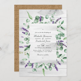 Eucalyptus Lavender Rustic Country QR Code Weddens Kaart