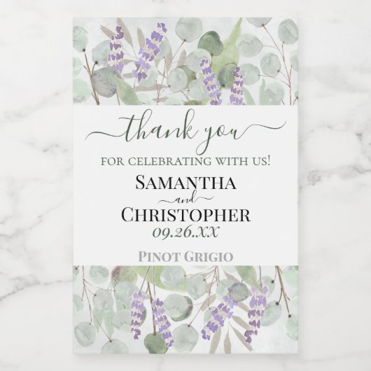 Eucalyptus Lavender Rustic Hartelijk dank voor het Wijn Etiket (Enkel label)