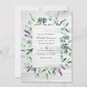 Eucalyptus Lavender Rustic QR Code RSVP Weddenscha Kaart (Voorkant)