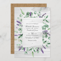 Eucalyptus Lavender Rustic QR Code RSVP Weddenscha