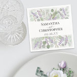 Eucalyptus & Lavender Rustic Waterverf Wedding Servet<br><div class="desc">Deze mooie trouwluiers zullen een speciale aanraking toevoegen aan je receptie,  repetitief diner of andere trouwfeesten. Ze hebben een prachtig ontwerp met je namen en de trouwdatum omringd door een berg eucalyptus,  lavendel en tuingebladerte,  allemaal met de hand geschilderd met waterverven.</div>