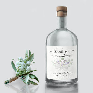 Eucalyptus & Lavender Rustic Weddenschap Bedankt Likeurfles Etiket