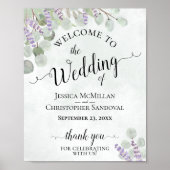 Eucalyptus & Lavender Rustic Weddenschap Welkomstt Poster (Voorkant)