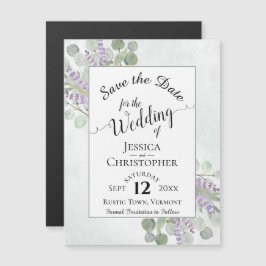Eucalyptus & Lavender Rustic White Save the Date Magnetische Uitnodiging