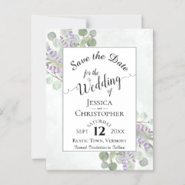Eucalyptus & Lavender Rustic White Save the Date Magnetische Uitnodiging