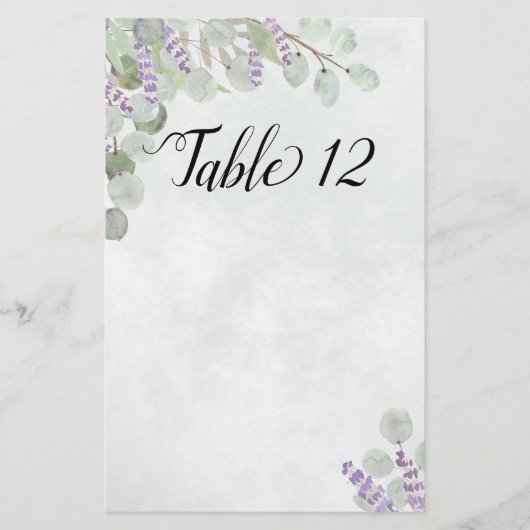Eucalyptus & Lavender Table Seating Chart Blank (Voorkant)
