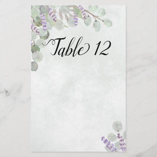 Eucalyptus & Lavender Table Seating Chart Blank (Achterkant)